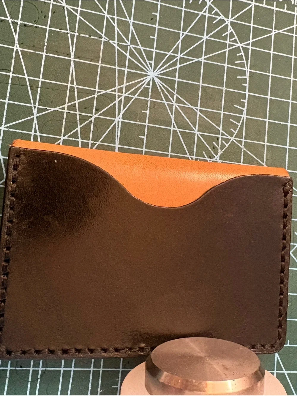 Two-Tone Brown & Tan Slim Leather Card Wallet